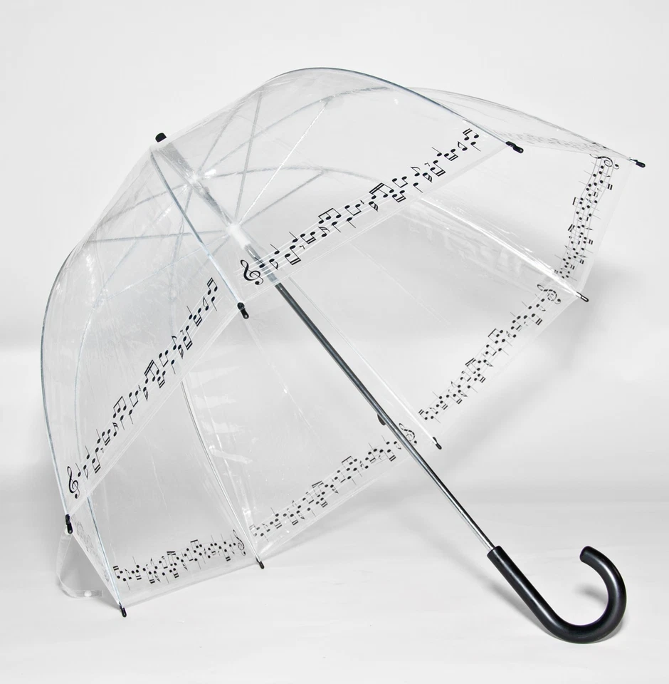 NUEVO Paraguas Transparente de Moda Ver a Través Cúpula Burbuja Recorte Nota Musical Foto 1 de 1
