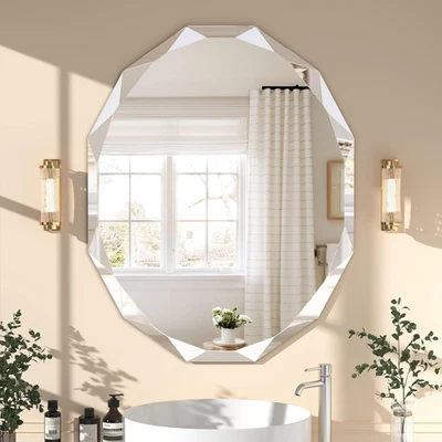 Bathroom Mirrors for over Sink, round Frameless Mirrors for Wall, 24X30 Inch Bev - Image 1 of 4