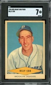 1954 Red Heart Dog Food #NNO Billy Cox Dodgers SGC 7 NM Near Mint - Picture 1 of 2