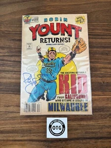 Pop Fly Pop Shop Milwaukee Brewers Robin Yount impresión firmada “Devoluciones” LE/435 - Imagen 1 de 1