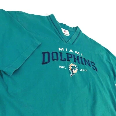 Miami Dolphins NFL Teal V Neck Shirt Sz M Embroidered Logo - Image 1 of 4