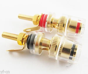 2pcs Gold Plated Audio Speaker 4mm Banana Jack Long Thread Small Binding Post - Picture 1 of 8