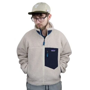 New Patagonia Retro-X Deep Pile Fleece Jacket Coat Mens Sz Small Oatmeal Natural - Picture 1 of 10