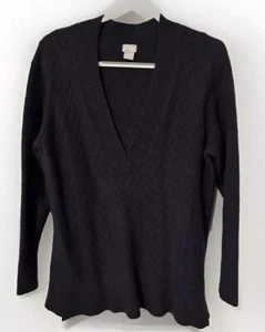 Chicos Size 3 (16/18) Herringbone Tunic Sweater Color Navy Comfortable Layering - Picture 1 of 4
