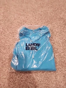 Lands End Boys XXL (18-20 Husky) Blue Short Sleeve 1/4 Button Polo - Picture 1 of 8