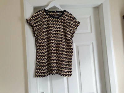 Блузка Farhi от «Nicole Farhi» темно-синий бледно-коричневый крем смесь размер: L, 14 (Великобритания) Eur 40 - Изображение 1 из 4