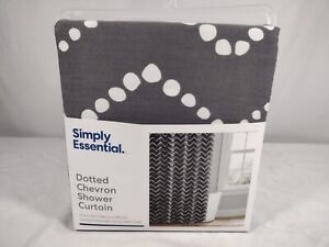 Fabric Shower Curtain Dotted Chevron Gray Simply Essential 72x72"