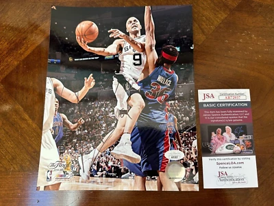 Фотография с автографом Тони Паркера 8x10 — JSA — NBA — San Antonio Spurs — сертификат подлинности - Изображение 1 из 2
