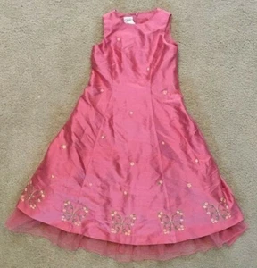 Talbot's Kids Girls NWT 7 Pink flower  embroidered tulle silk dress Special - Picture 1 of 5
