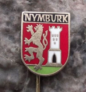Antique Nymburk Two Tailed White Lion Coat of Arms Heraldic Shield Pin Badge - Picture 1 of 3
