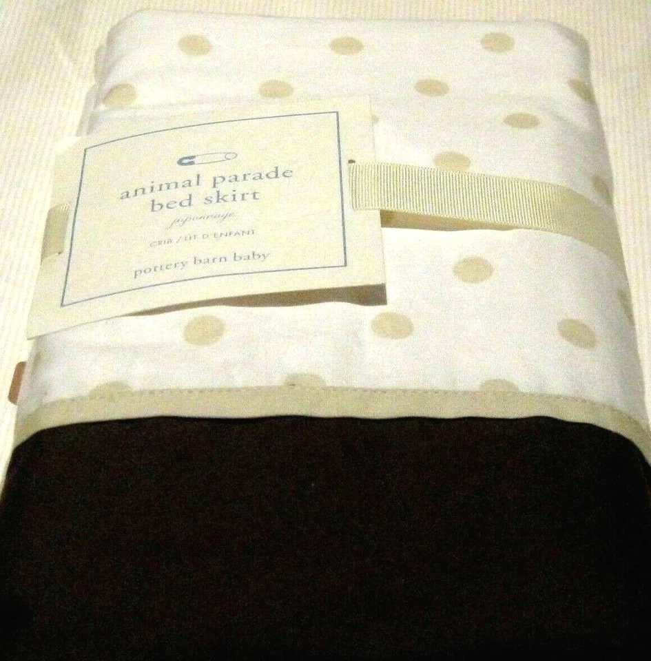 Falda Cama Cuna Bebé POTTERY BARN KIDS Marrón Kahki Beige Punto Animal Desfile Guardería Foto 1 de 1