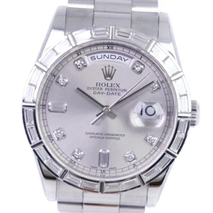 ROLEX Day date Watches 118366A M SilverDial PtPlatinum/diamond Mechanical ... - Picture 1 of 12