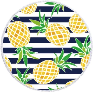 Round Beach Towel Oversized Blanket Palm Leaves Tropical Style Flamingo Print Mi - Picture 1 of 6
