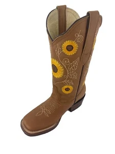 Women's Genuine Leather Rodeo Square Toe Cowgirl Boots Handmade - Picture 1 of 2