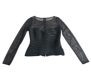 JS Collections Top Women 4 Black Sheer Mesh Corset Goth Whimsigoth Witchy Formal - Picture 1 of 18