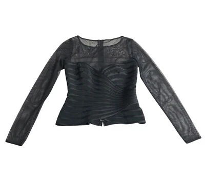 JS Collections Top Women 4 Black Sheer Mesh Corset Goth Whimsigoth Witchy Formal - Image 1 of 4