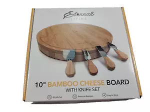 10 Zoll Bambus Käsebrett mit Messer Set NEU Bambus Käsebrett und Messer - Bild 1 von 4