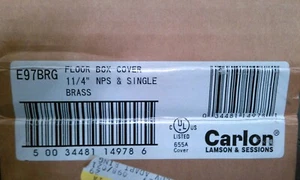 CARLON E97BRG; 1-1/4" NPS & SINGLE BRASS FLOOR BOX COVER; 5" DIAMETER - Picture 1 of 3