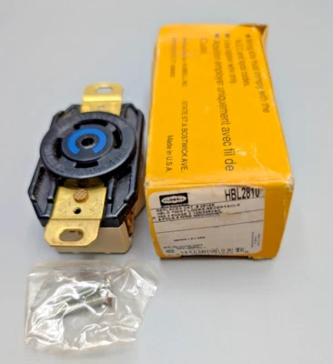 Hubbell HBL2810 30A 3PhY 120/208V AC Twist-Lock Black Single Flush Receptacle - Image 1 of 4