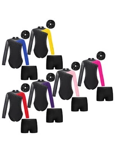 Kids Girls Tracksuit Patchwork Outfit Rhinestone Clothes Sparkle Set Gymnastic - Picture 1 of 66