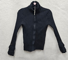 Belldini Women Sweater Extra Large Black Cotton Blend High Neck Ruffle Full Zip