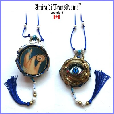 blue eye gothic jewelry amulet pendant charm necklace evil eye magical talisman - Image 1 of 4
