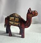Handcrafted Red Wooden Camel Copper, Brass and Stone Inlay Saddle Vintage