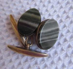 Russian Soviet Oval Silver Cufflinks Green Jasper stone 875 Запонки Серебро - Picture 1 of 6