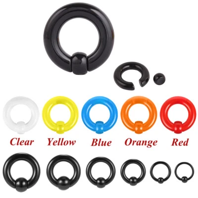 1 Pair Hoop Earrings Ear Gauge Acrylic Nose Rings BCR Septum Rings Body Piercing - Image 1 of 4