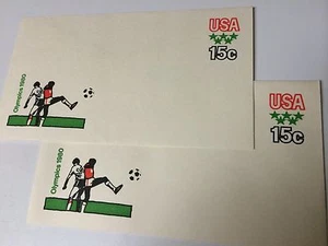 STAMPS U.S. TWO ENVELOPES 15 CENT OLYMPICS SOCCER - Picture 1 of 1
