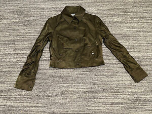 Carlisle Silk Jacket Womens 6 Green Trench Coat Long Sleeve Buttons Pockets