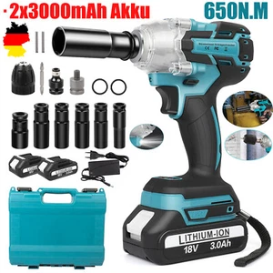 650Nm 1/2" Akku Schlagschrauber mit 2X3,0 Ah Akku + Ladegerät +Koffer für Makita - Bild 1 von 14