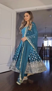 Gown Pakistani Bollywood Salwar Kameez Ready To Wear Suits Indian Wedding Party - Picture 1 of 7