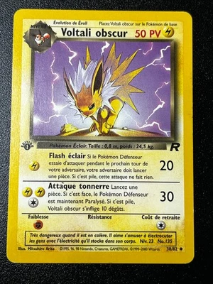 Voltali Obscur Dark Jolteon Team Rocket 1st Edition 38/82 French MP/LP - Image 1 of 2