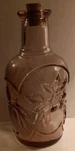 Pink/Purple Cut Glass Raised Grape/Fruit Embossed Bottle Decanter Canada (Y48) - Picture 1 of 2