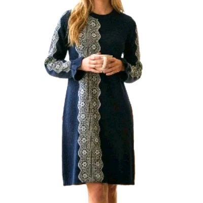 Vestido Suéter 3.1 Phillip Lim Para Mujer Talla XS Azul Marino Mezcla de Lana Encaje Diseñador Foto 1 de 4