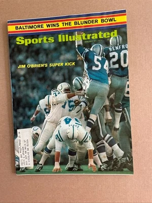 Sports Illustrated Jan 25 1971 Jim O’Brien’s Super Kick~Super Bowl W/label VG - Image 1 of 2