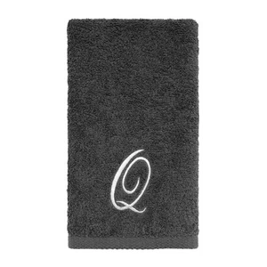 Avanti Linens Granite/Silver Script Monogram Fingertip Towel Letter Q - - Picture 1 of 3