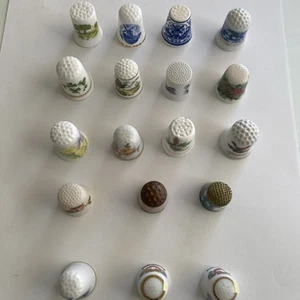 Vintage Lot Of 18 Thimbles Switzerland Hawaii England Flowers Etc - Picture 1 of 17