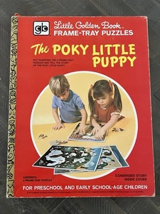 Vintage Little Golden Book Frame Tray Puzzle The Poky Little Puppy, COMPLETE - Picture 1 of 7
