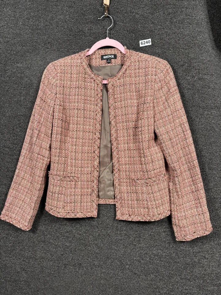 Kasper Blazer Jacket Womens Size 6 Multicolor Tweed Front Pockets Casual Career - Image 1 of 4
