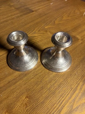 Pair Of Vintage Gorham Sterling Weighted Candlestick Holders - Image 1 of 4