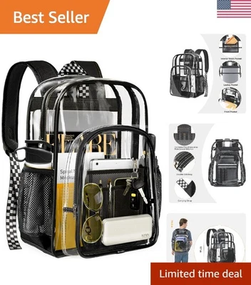 Transparent Waterproof Backpack with Multi-Compartment Design for Work & School - Image 1 of 4