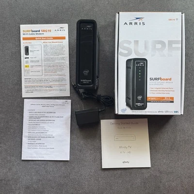ARRIS SURFboard SBG10 DOCSIS 3.0 16 x 4 Gigabit Cable Modem & AC1600 Wi-Fi EUC - Image 1 of 3