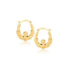 10k Yellow Gold Delicate Hoop Earrings For Women Vintage Design 0.63" Snap Lock