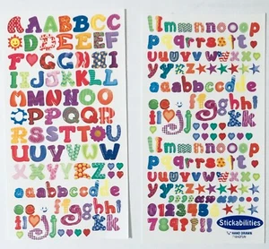 Two sheets Fun Patterned Numbers Letters Alphabet Scrapbook Craft Stickers - Picture 1 of 1