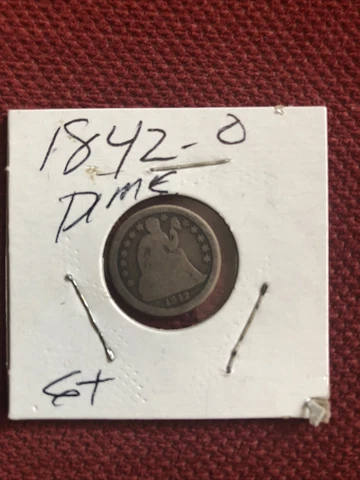 1842-O 10c Seated Liberty Dime KEY DATE 90% Silver Cover