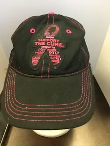 Breast Cancer Awareness Black Pink Ribbon Adjustable Baseball Cap Hat - Picture 1 of 8
