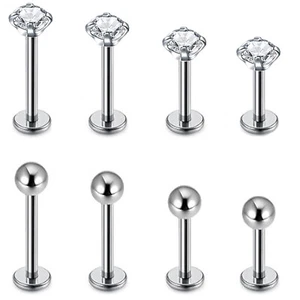 8Pcs Labret Monroe Ring Internally Threaded Earring Lip Ear Piercing Jewellery - Picture 1 of 20