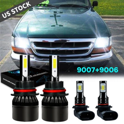 For Ford Ranger 1998 1999 2000 6000K LED Headlight H+L+ Fog lamp Bulbs Combo Kit - Image 1 of 4